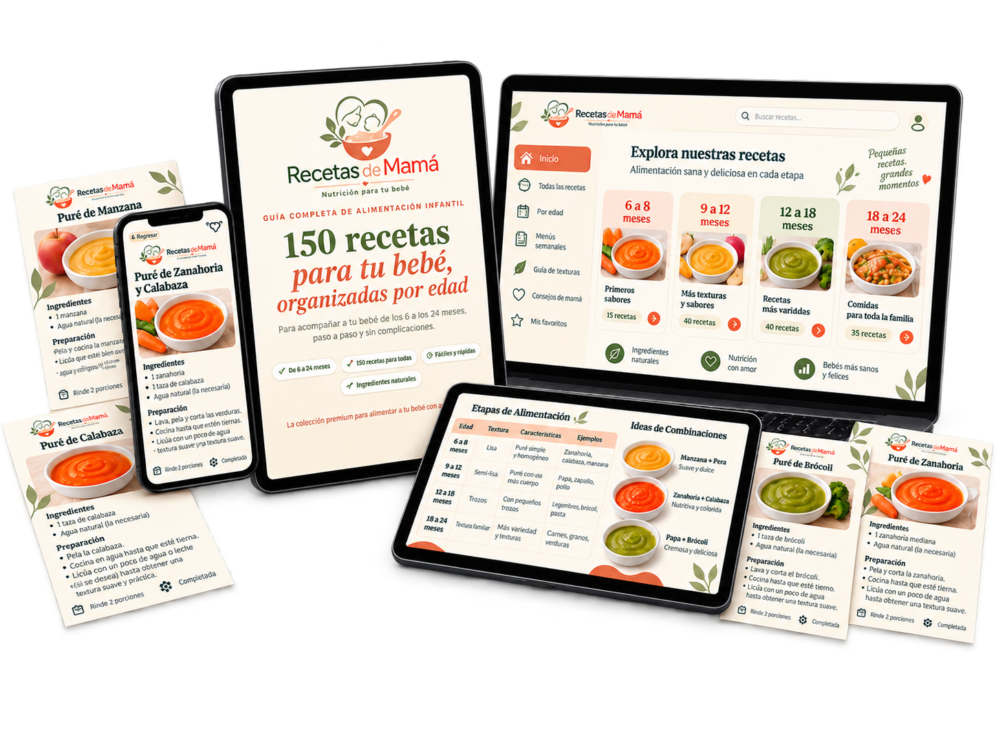 Recetas de Mamá - 150 recetas para tu bebé y 5 bonos de regalo