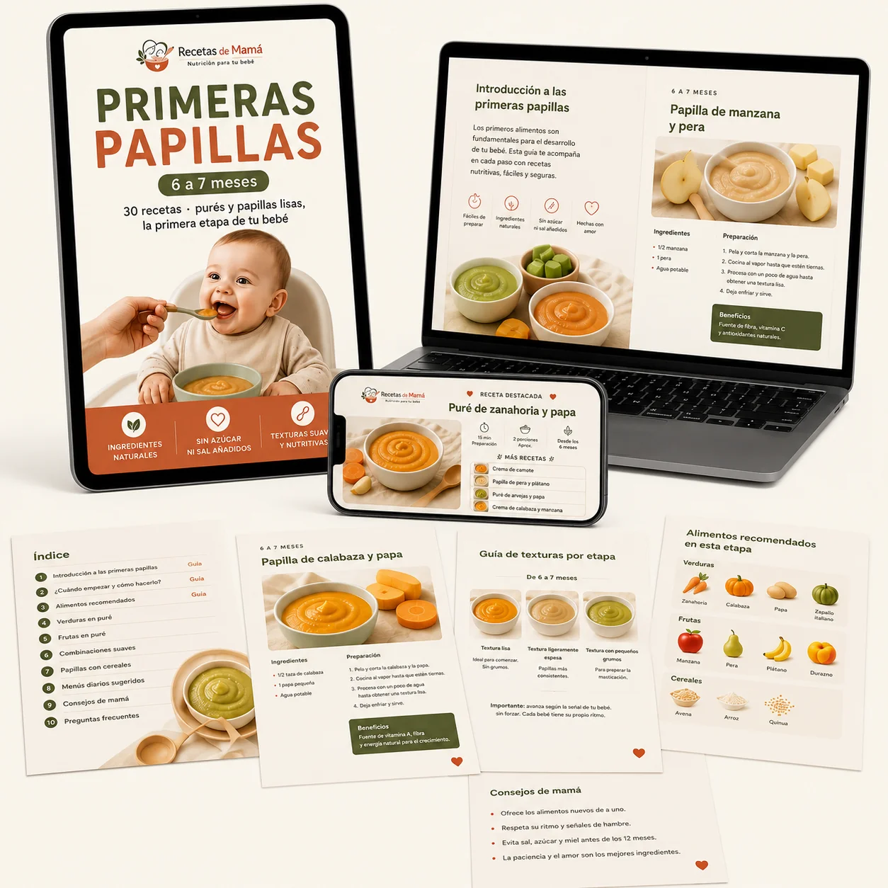6 a 7 meses · Primeras papillas
