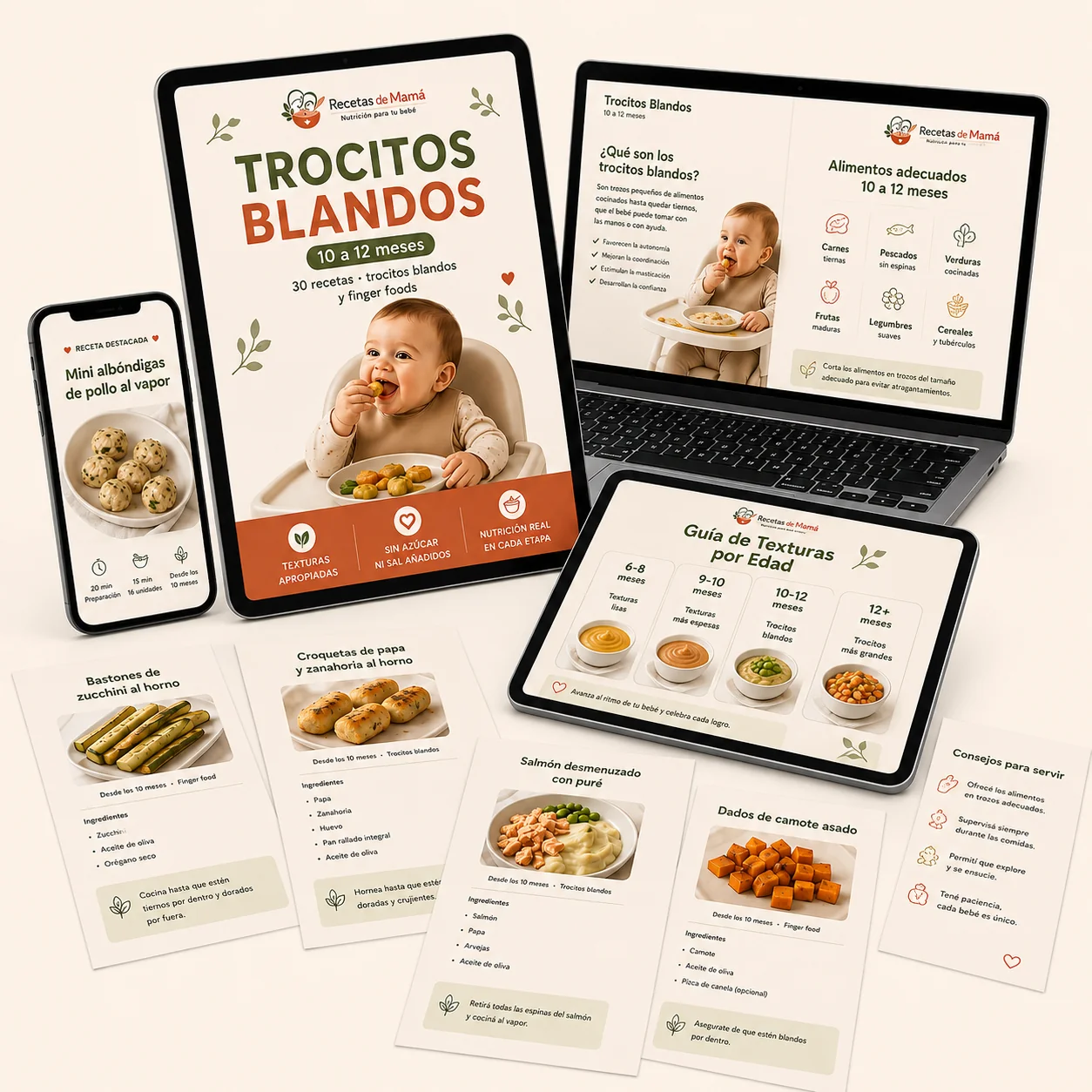 10 a 12 meses · Trocitos blandos